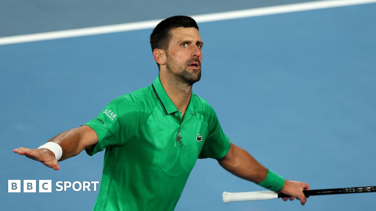 Novak Djokovic reacts during his Australian Open third-round win