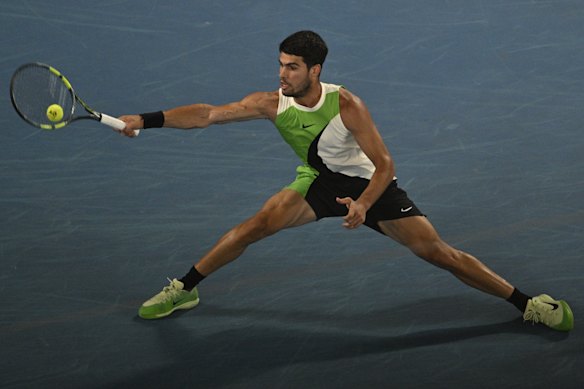 Alcaraz has shown simply awesome athleticism throughout his quarter final.