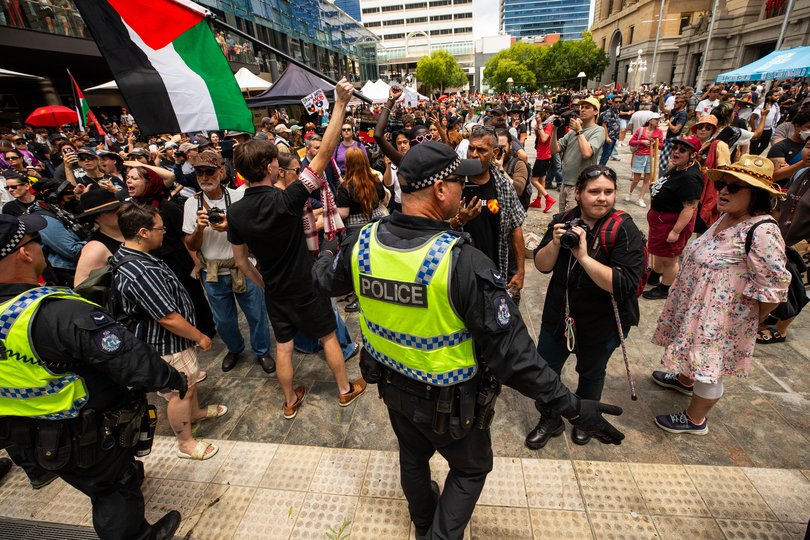 Hundreds of demonstrators have been evacuated from Forrest Place.