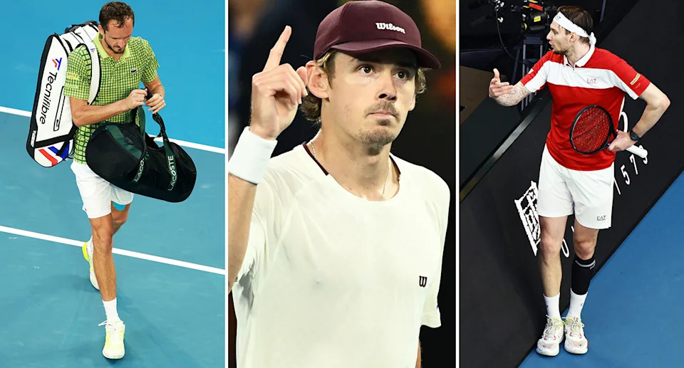 Daniil Medvedev, Alex de Minaur and Alexander Bublik at the Australian Open.