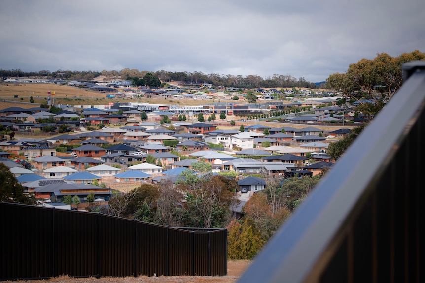 An aerial view of Hobart.