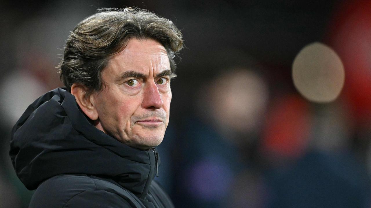 Tottenham Hotspur's Danish head coach Thomas Frank reacts ahead of the English Premier League football match between Bournemouth and Tottenham Hotspur at the Vitality Stadium in Bournemouth, southern England on January 7, 2026. (Photo by Glyn KIRK / AFP) / RESTRICTED TO EDITORIAL USE. No use with unauthorised audio, video, data, fixture lists, club/league logos or 'live' services. Online in-match use limited to 120 images. An additional 40 images may be used in extra time. No video emulation. Social media in-match use limited to 120 images. An additional 40 images may be used in extra time. No use in betting publications, games or single club/league/player publications. /