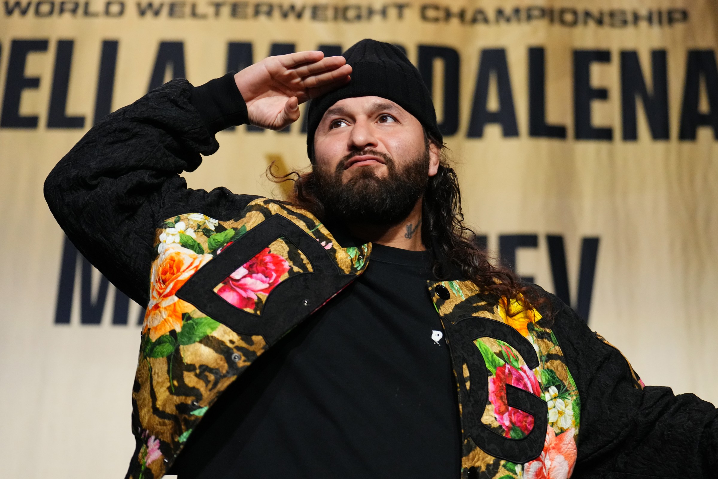 NEW YORK, NEW YORK - NOVEMBER 14: Jorge Masvidal is seen on stage during a Q&A session prior to the UFC 322 ceremonial weigh-in at The Theater at Madison Square Garden on November 14, 2025 in New York City. (Photo by Chris Unger/Zuffa LLC via Getty Images)