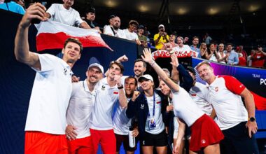 The Polish team celebrates the victory in the United Cup 2026. Source: Getty