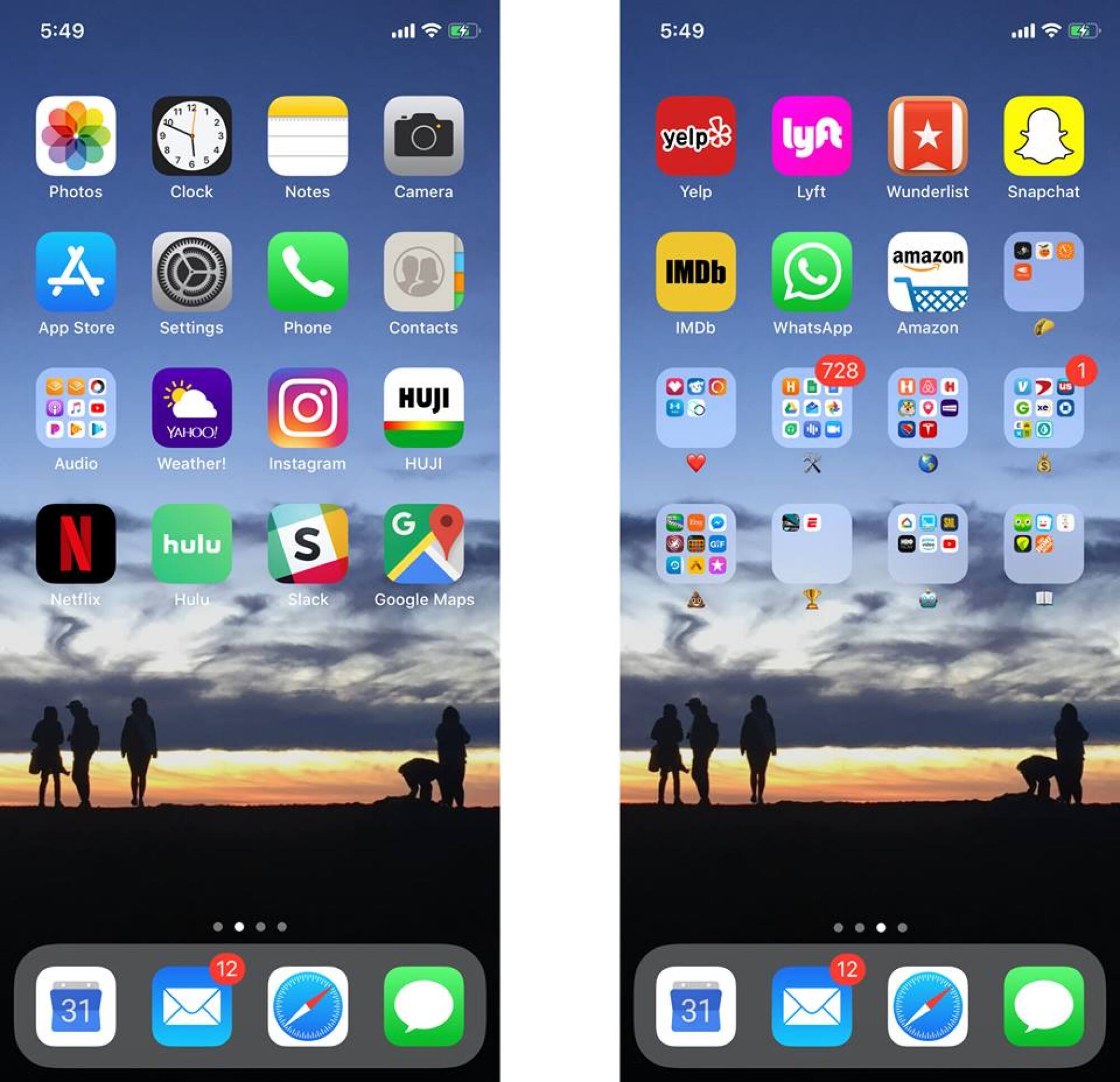 Two screenshots of iPhone screens showing the apps.