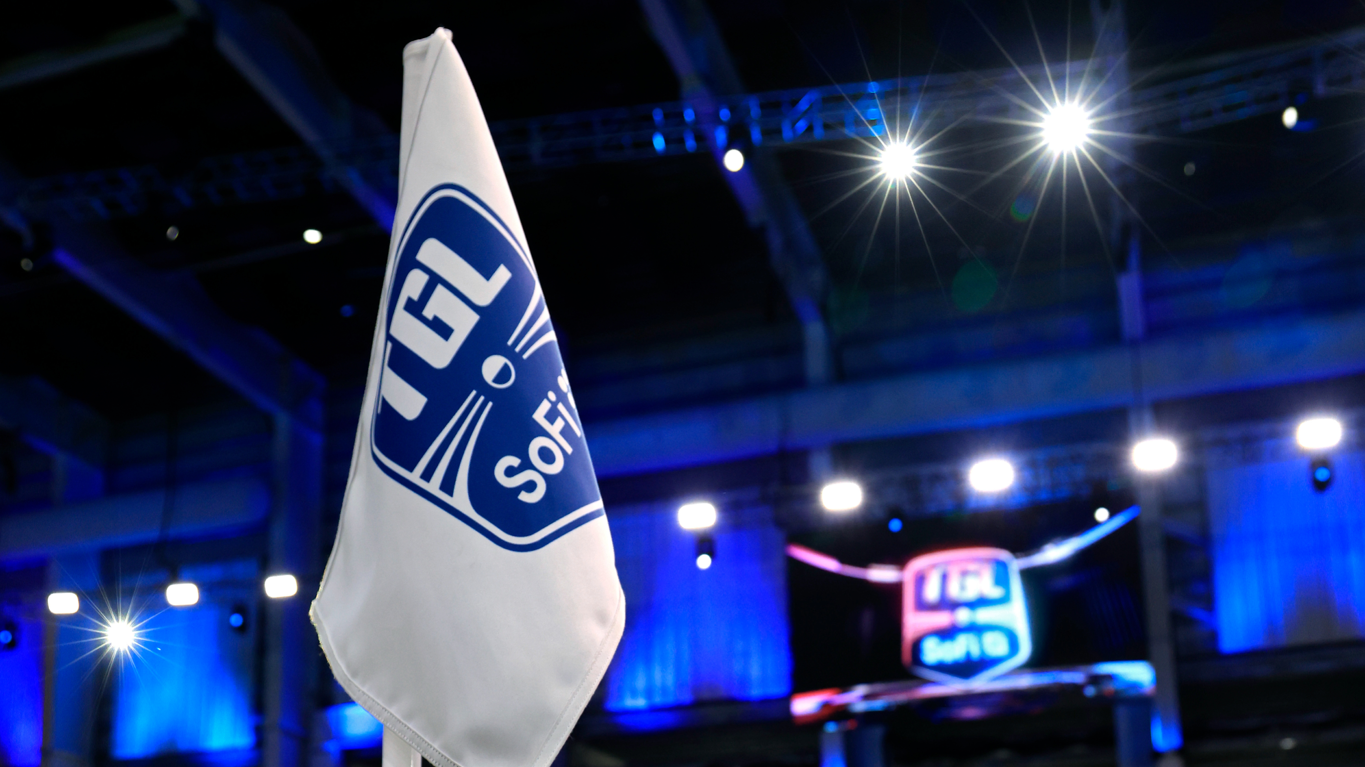 A TGL flag at the SoFi Center