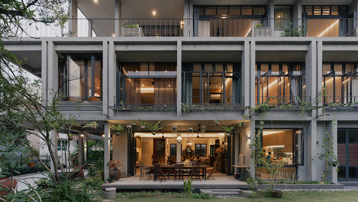 Brutalist concrete frame revamps 1960s Bukit Timah home