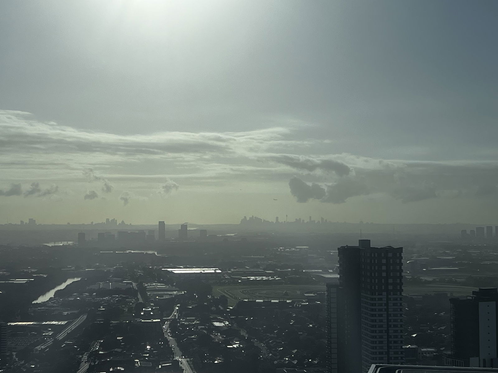 View of a hazy Sydney city