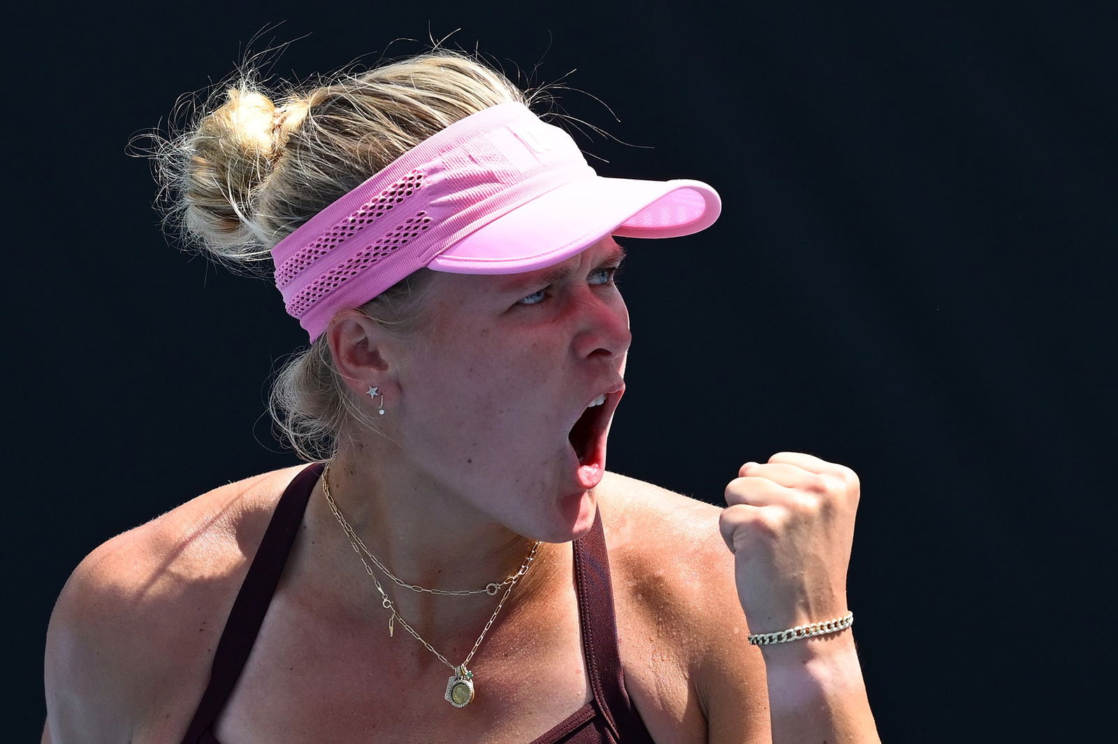 Peyton Stearns fist in the air after she wins