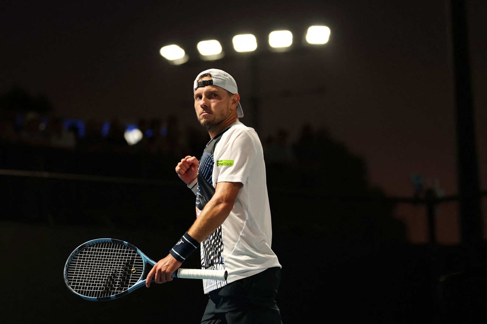 James duckworth celebrates under the lights at melbourne park