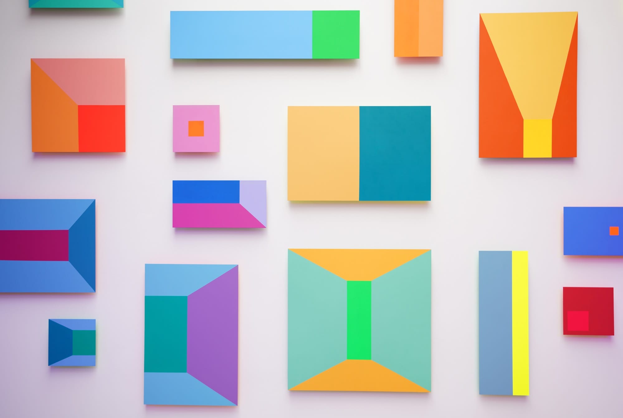colorful rectangular shapes on white by Luftwerk