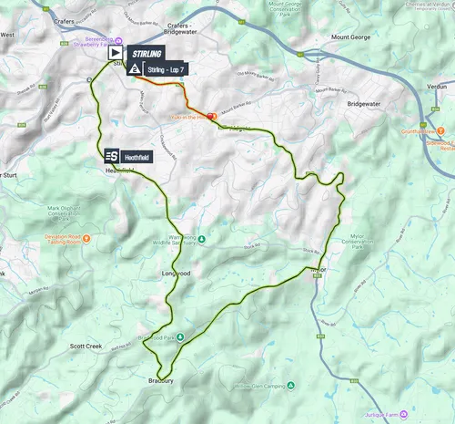 Map of stage 5 of the 2026 Tour Down Under
