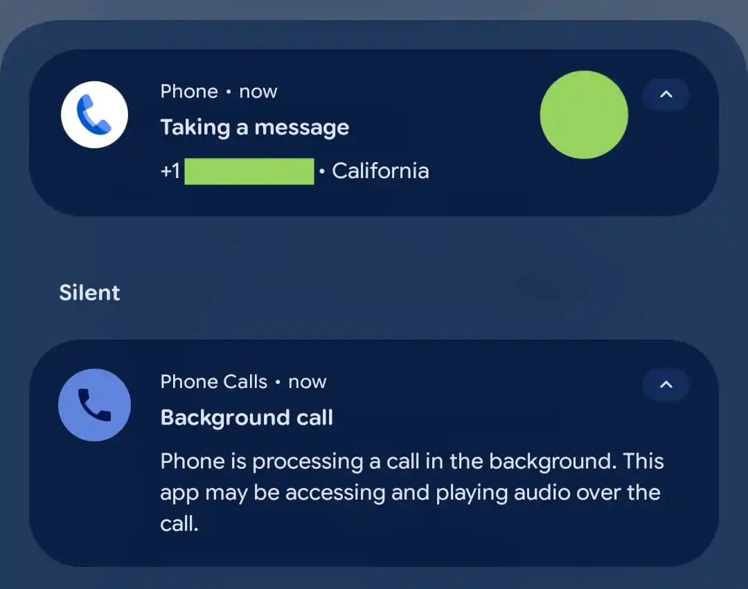 How "Take a Message" looks to Pixel users.