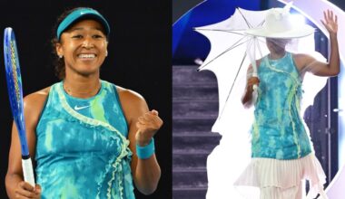 Naomi Osaka wears a custom Nike and Robert Wun-designed tennis kit for the Women's Singles First Round match against Antonia Ruzic of Croatia on day three of the 2026 Australian Open at Melbourne Park on Jan. 20 in Melbourne, Australia.