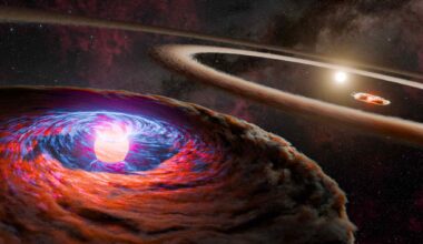 Artist illustration of a newborn gas giant forming inside a protoplanetary disk around a young Sun-like star.