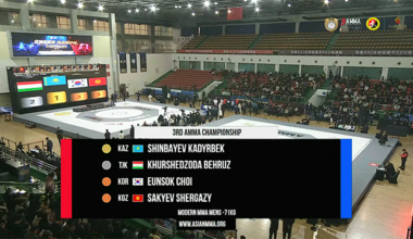 Kim Min-gun (left) of the Korea MMA General Association takes a photo to commemorate the men's 65kg silver medal at the 3rd Asian MMA Championship in Luzhou, Sichuan Province, China, in January 2026. Mixed martial arts will be held as an official event at the 20th Aichi-Nagoya Summer Asian Games in Japan from September 20 to 22. Photo = AMMA