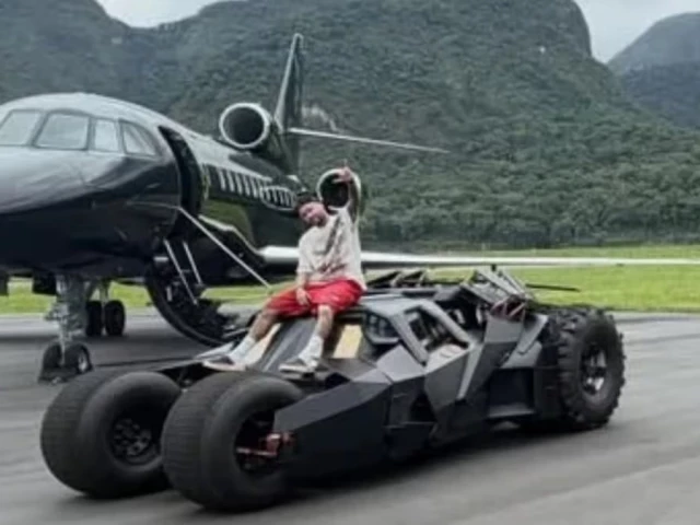brazilian football star neymar has added a striking piece of movie history to his personal collection becoming the owner of a full scale replica of the batmobile photo courtesy instagram