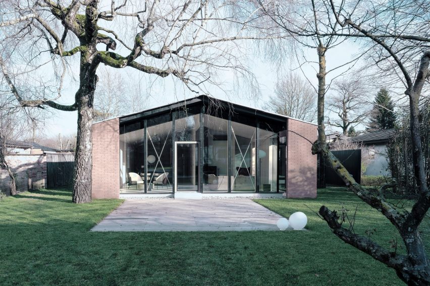 Exterior view of Slovenian home extension