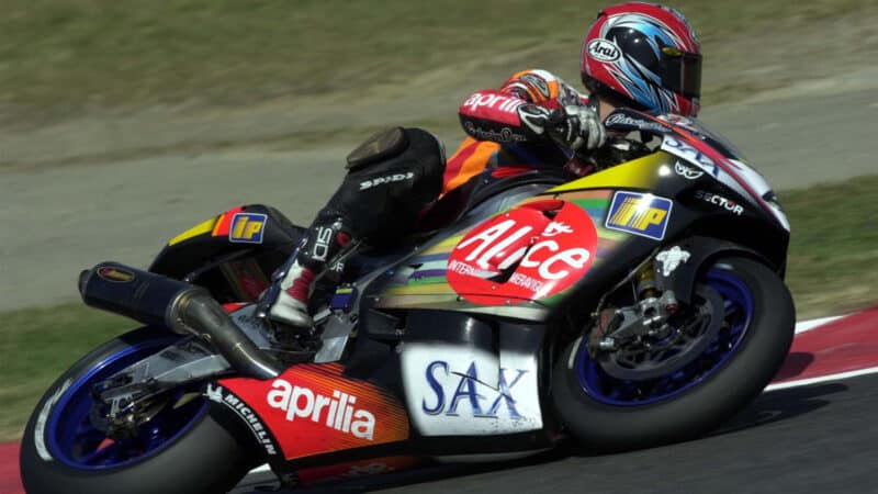 Edwards aboard the Aprilia RS Cube he loved and hated