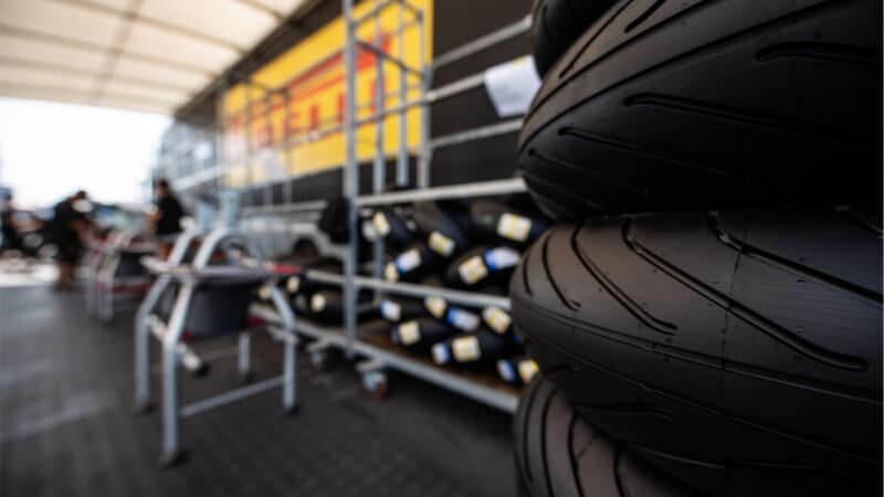 The Pirelli fitting area in the MotoGP paddock