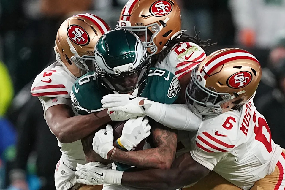 The Niners stopped the Eagles' repeat bid in its tracks. (Matt Rourke/AP Photo)