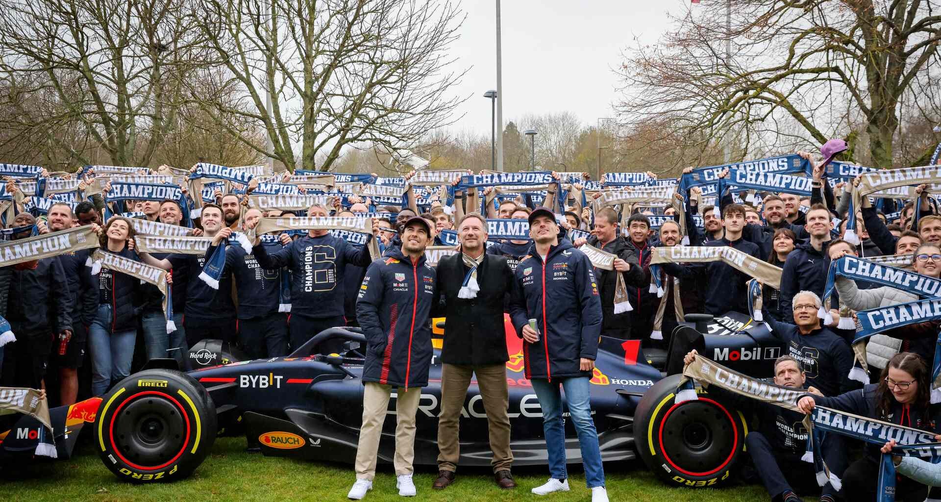 Max Verstappen, Christian Horner, Sergio Perez, Red Bull, 2023