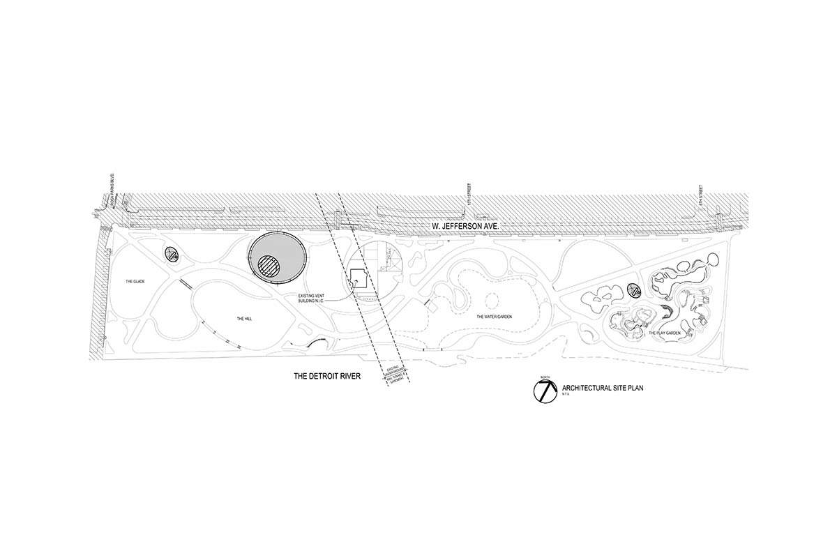 Adjaye Associates creates a pavilion-like basketball court for Detroit
