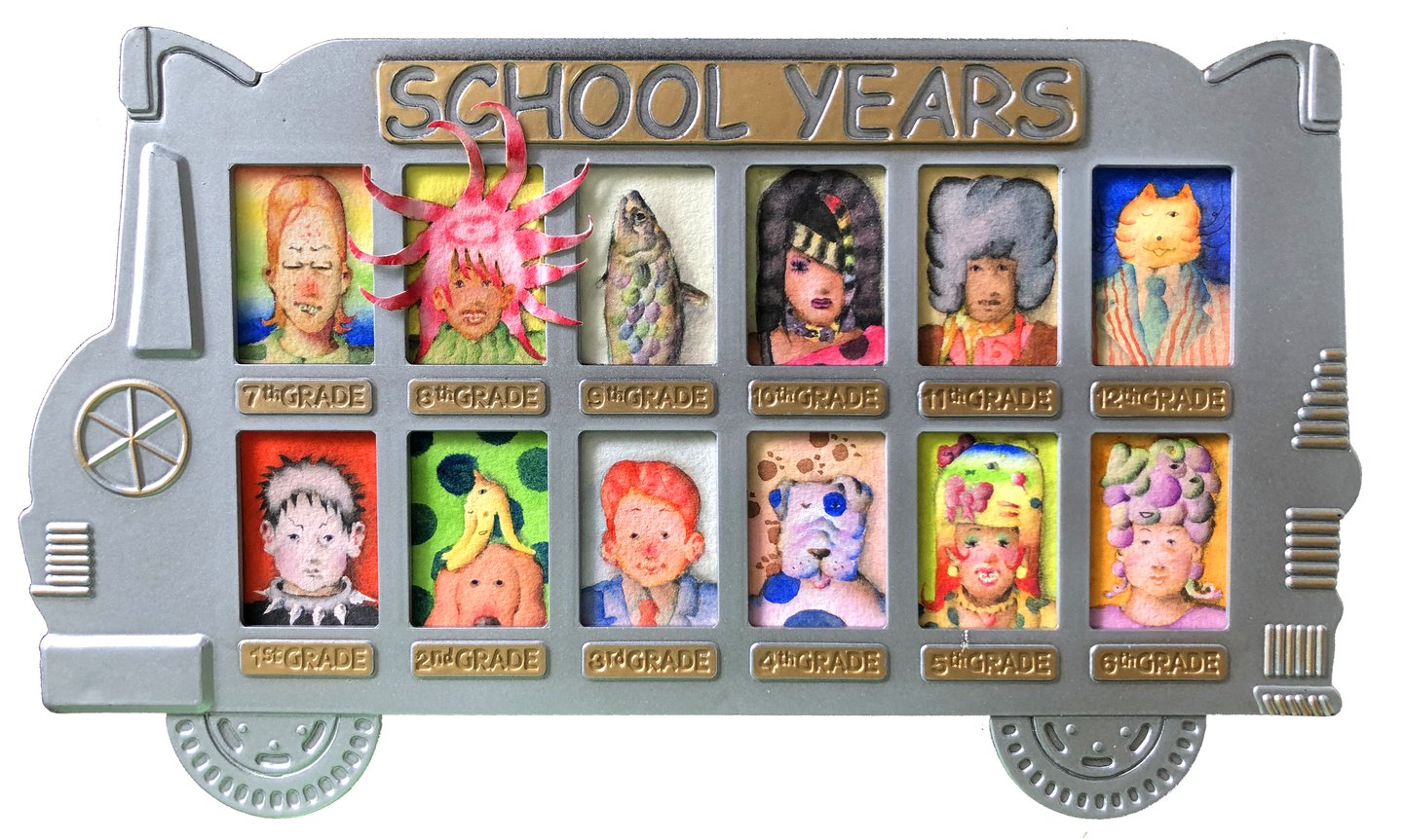 Rylee Hollis uses dreamy watercolour textures to paint cowboy dogs and punk mohawks