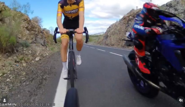 "Disgusting behaviour": Cyclists narrowly avoid major crash with motorbikes racing past; "Town Hall cycling ultras at it again": residents upset as pavement removed for cycle lane; British one-two in Tour Down Under prologue + more on the live blog