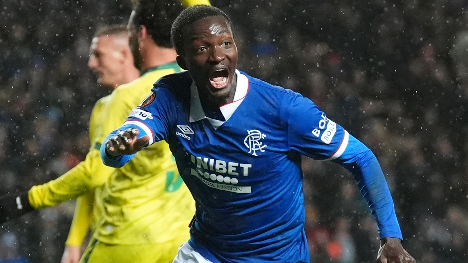 Rangers' Mohamed Diomande celebrates scoring a goal against Ludogorets