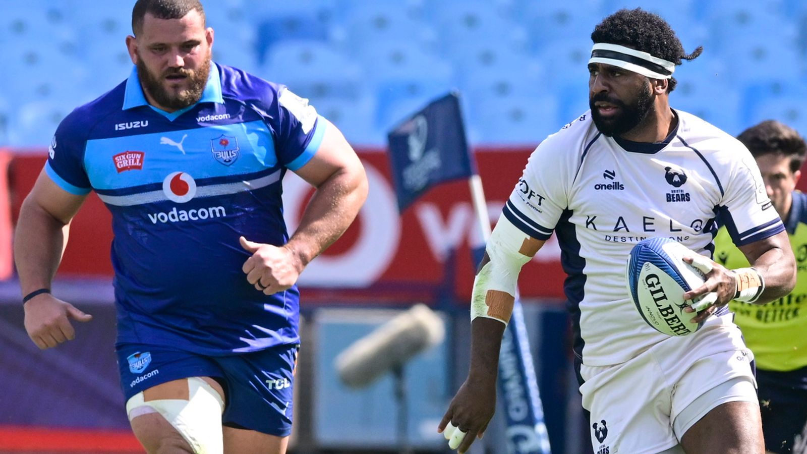 The Bears' Kalaveti Ravouvou carries the ball during the Champions Cup match away at the Vodacom Bulls