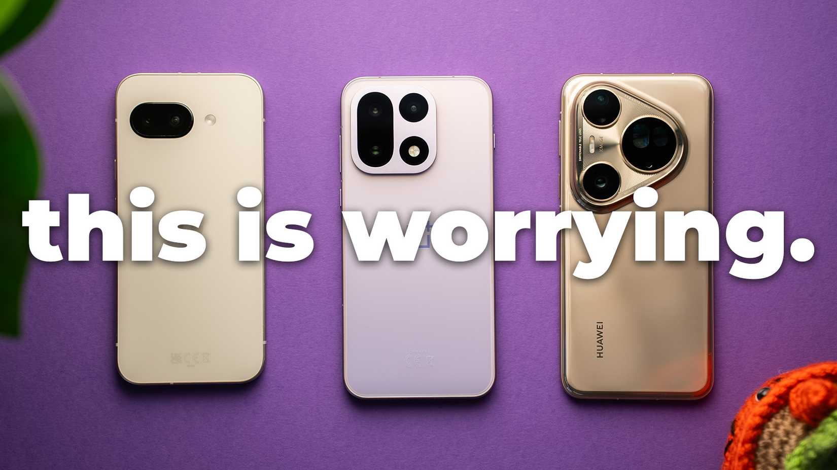 Three smartphones with a text saying "this is worrying"