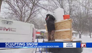 Olympic-themed snow sculpture just one part of weekend's Lakeside Winter Celebration