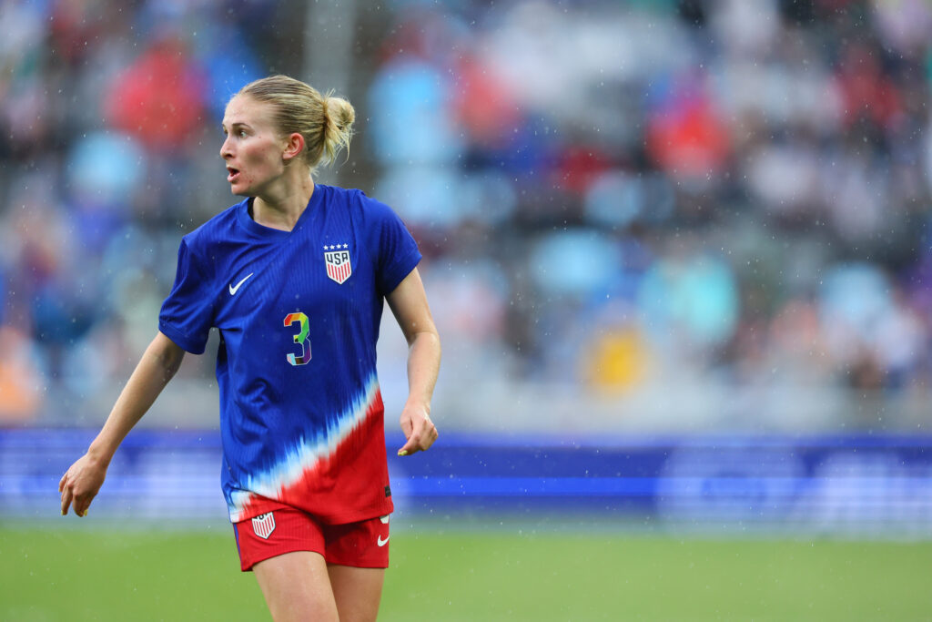 ST PAUL, MINNESOTA - JUNE 4: Jenna Nighswonger #3 of U.S. Women's National Team in the first half against Korean Republic at Allianz Field on June 4, 2024 in St Paul, Minnesota. (Photo by Adam Bettcher/Getty Images)