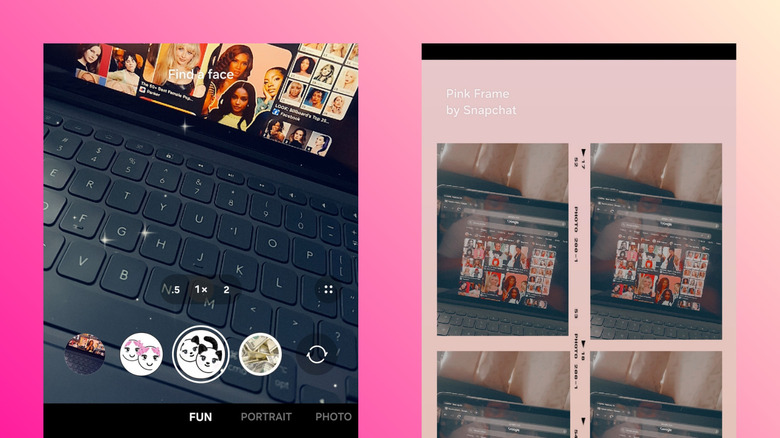 Samsung Galaxy Android camera showing Snapchat lenses