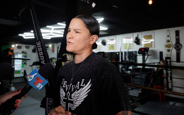 Elia Carranza, professional boxer and owner of Level Up Boxing and Fitness, talks about her business partner Jonathan Scibica on Monday, January 26, 2026. Scibica's body was found in a canal on Sunday. (Carline Jean/South Florida Sun Sentinel)