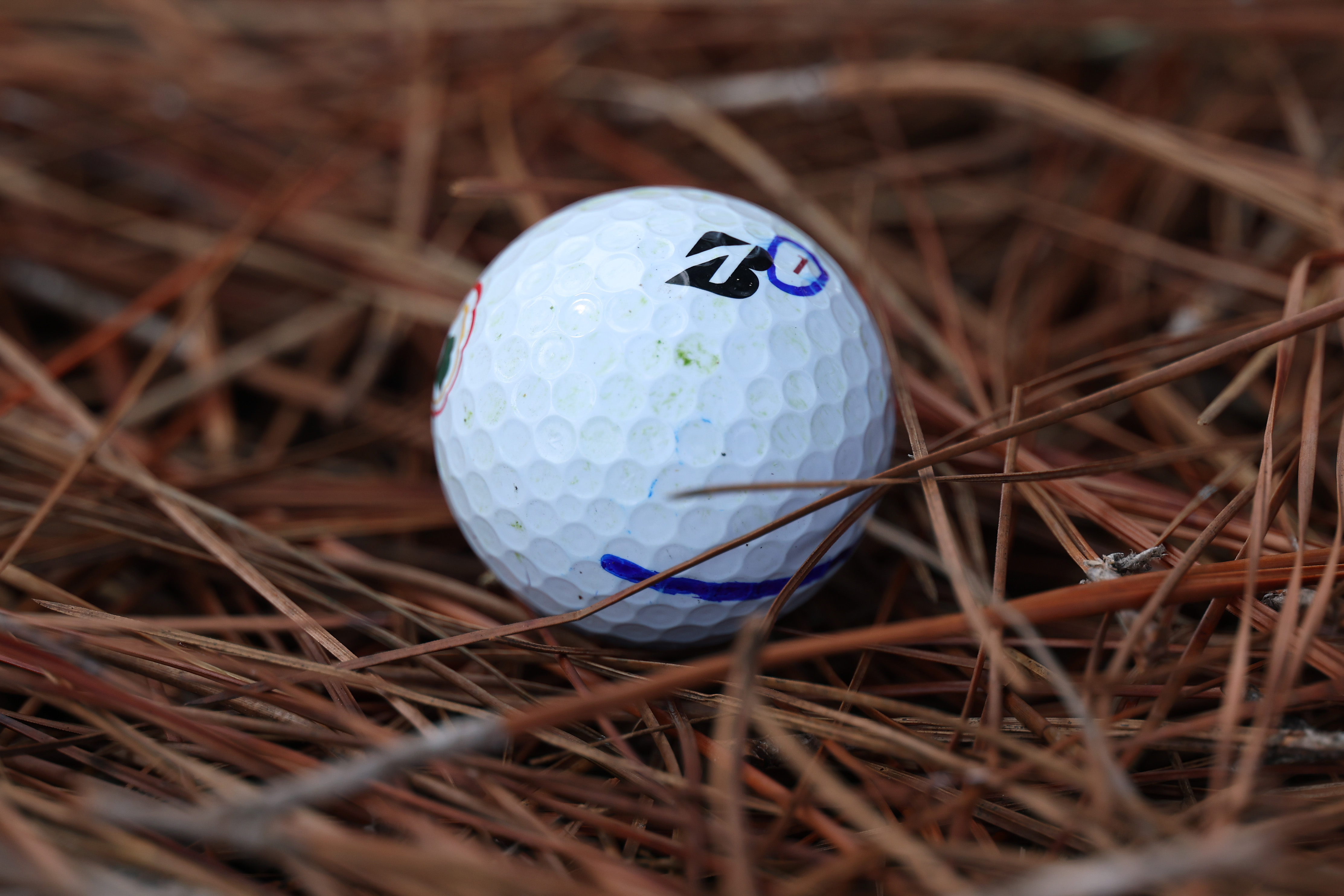 A close-up of Chris Gotterup's golf ball
