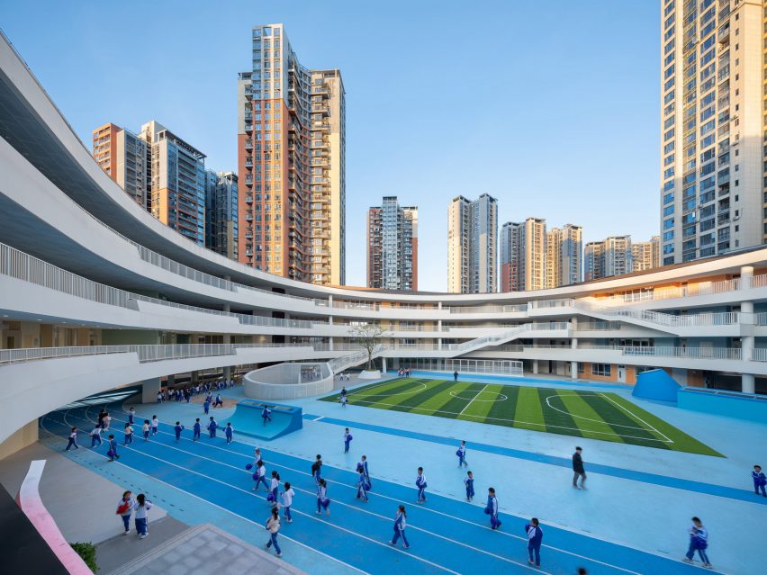 Bright-coloured sports ground