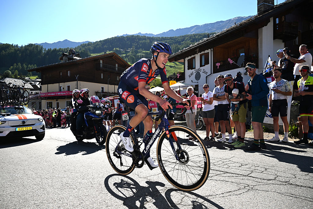 CHAMPOLUC, ITALY - MAY 30: Max Poole of Great Britain and Team Picnic PostNL competes during the 108th Giro d&amp;apos;Italia 2025, Stage 19 a 166km stage from Biella to Champoluc 1574m / #UCIWT / on May 30, 2025 in Champoluc, Italy. (Photo by Tim de Waele/Getty Images)