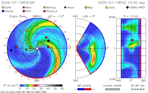 gif animation showing the model of the incoming speedy cme leaving the sun and heading for Earth.