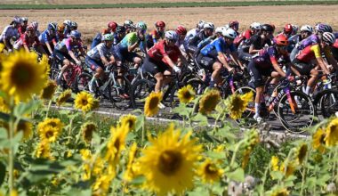 KRASNIK, POLAND - AUGUST 14: (L-R) Argiro Milaki of Greece and Team Aromitalia 3T Vaiano, Anna Serop of Denmark and Team Denmark, Kathrin Schweinberger of Austria and Team Human Powered Health - Blue Most Active Rider Jersey, Victorie Guilman of France and Team Cofidis Women, Linda Zanetti of Switzerland and Team Uno-X Mobility and a general view of the peloton competing during the 13th Tour de Pologne Feminin 2025, Stage 3 a 128.2km stage from Naleczow to Krasnik on August 14, 2025 in Krasnik, Poland. (Photo by Szymon Gruchalski/Getty Images)