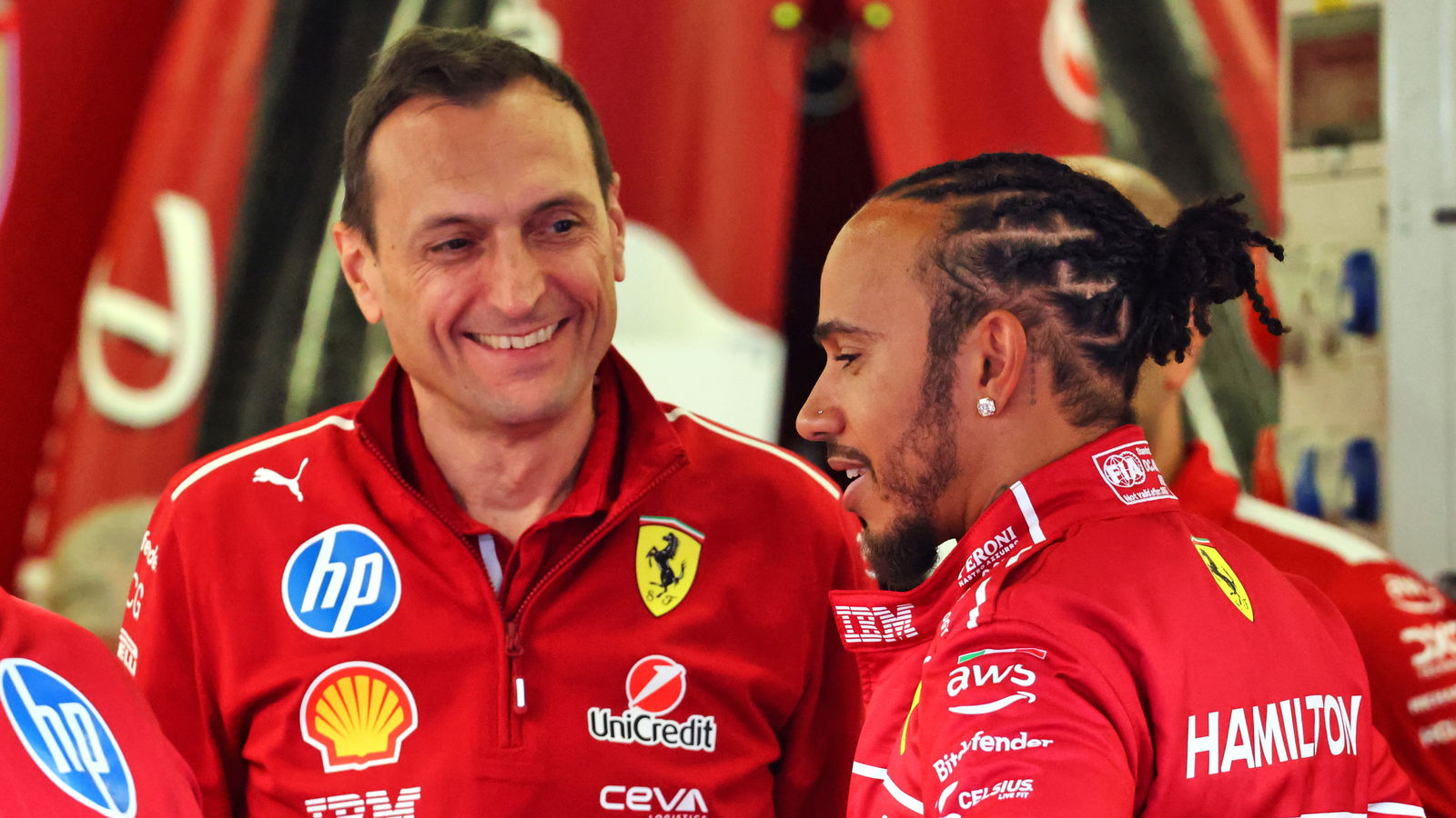 Lewis Hamilton and his Ferrari Race engineer for 2025 Ricciardo Adami
