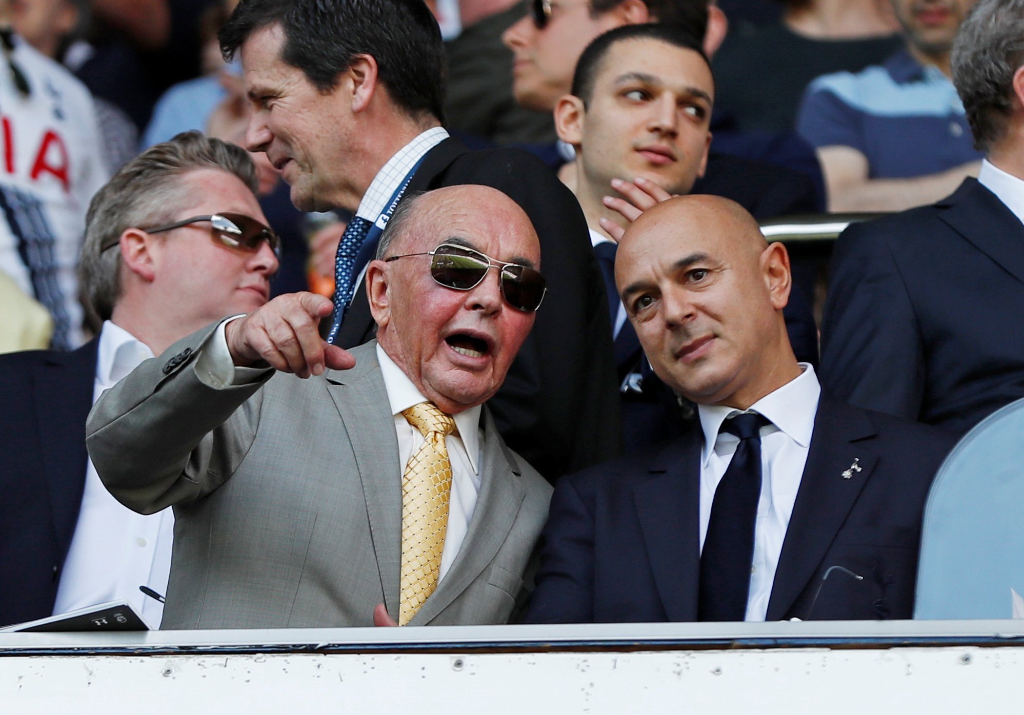 Tottenham Hotspur owner Joe Lewis and chairman Daniel Levy watching a game.