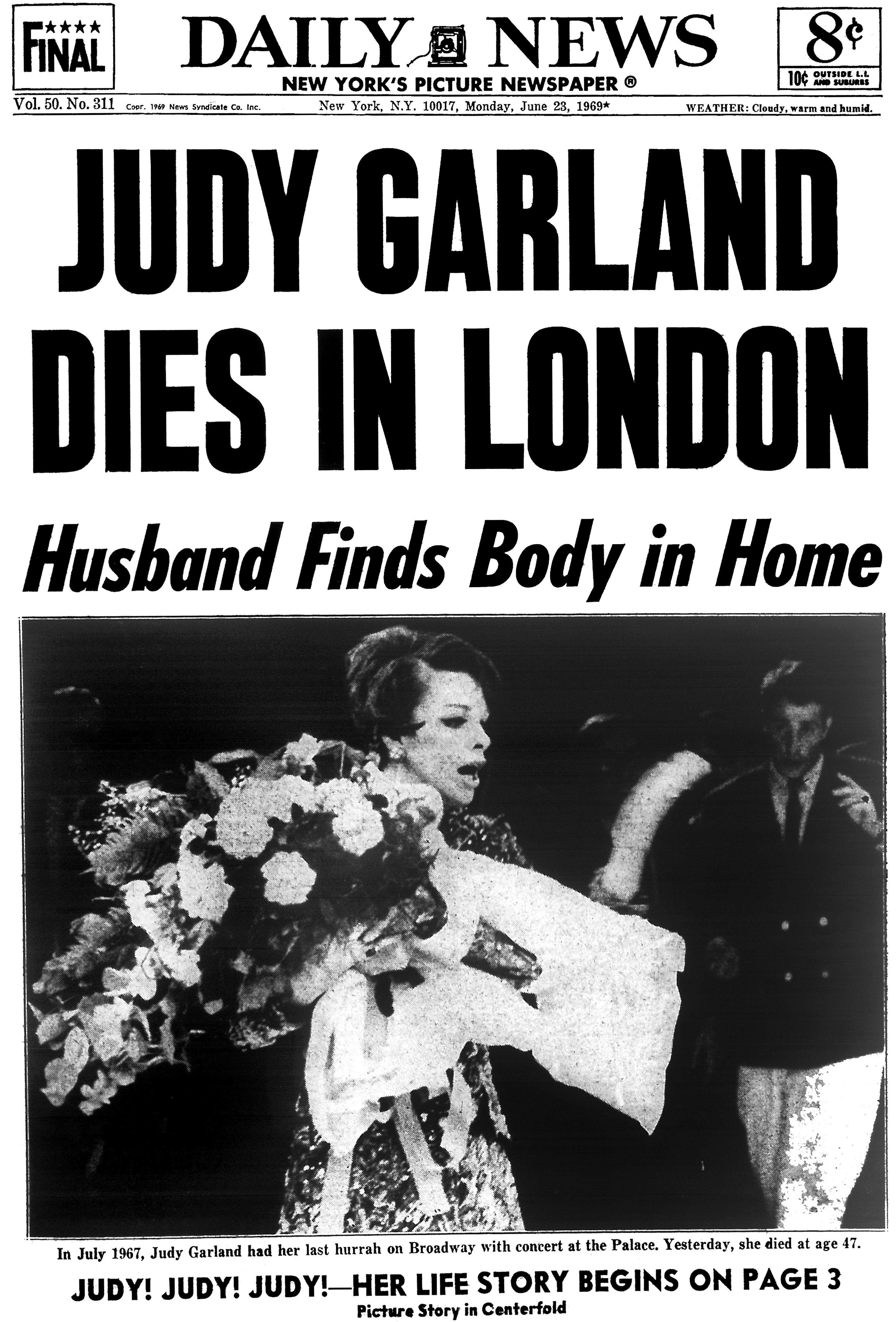 Daily News Front Page - Judy Garland