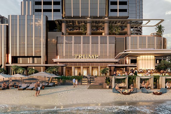 An artist impression of the Trump tower, with a “private” Beach Club. 