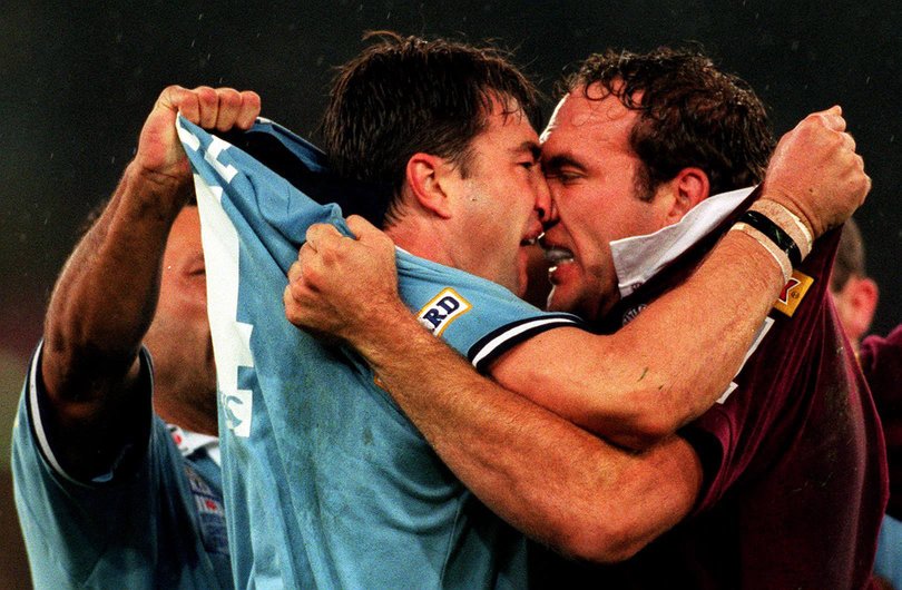  A famous State of Origin picture showing Terry Hill and Gorden Tallis at each other as they represent NSW and Queensland in 1999. Left: WA and Victoria line-up icture: Trent Parke