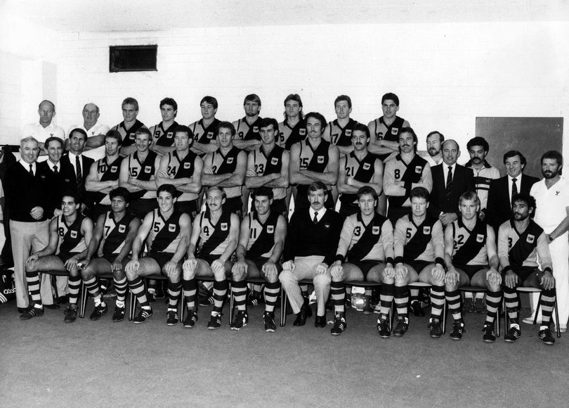 WA’s 1986 origin squad. 
Back Row: Peter Davidson, Andrew MacNish, Mark Bairstow, Peter Wilson, Dean Laidley, Gary Buckenara, Geoff Miles. Second Row: Leon Baker, Shane Ellis, Ross Glendinning, Colin Waterson, Peter Sartori, Laurie Keene, Paul Harding, Rod Lester-Smith. 
Front Row: Phil Narkle, Maurice Rioli, Dwayne Lamb, Robert Wiley, Brian Peake, Ron Alexander (coach), Wayne Blackwell, Brad Hardie, Chris Mainwaring & Michael Mitchell.

