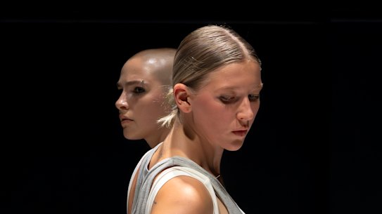 Sync Well at Dancehouse. The work was created and is performed by Gemma Sattler and Molly McKenzie