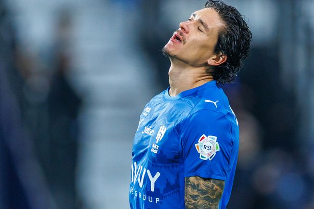 Darwin Nunez of team Al-Hilal FC during the Saudi Pro League match between Al Hilal and Al Khaleej at Kingdom Arena on December 26, 2025 in Riyadh, Saudi Arabia