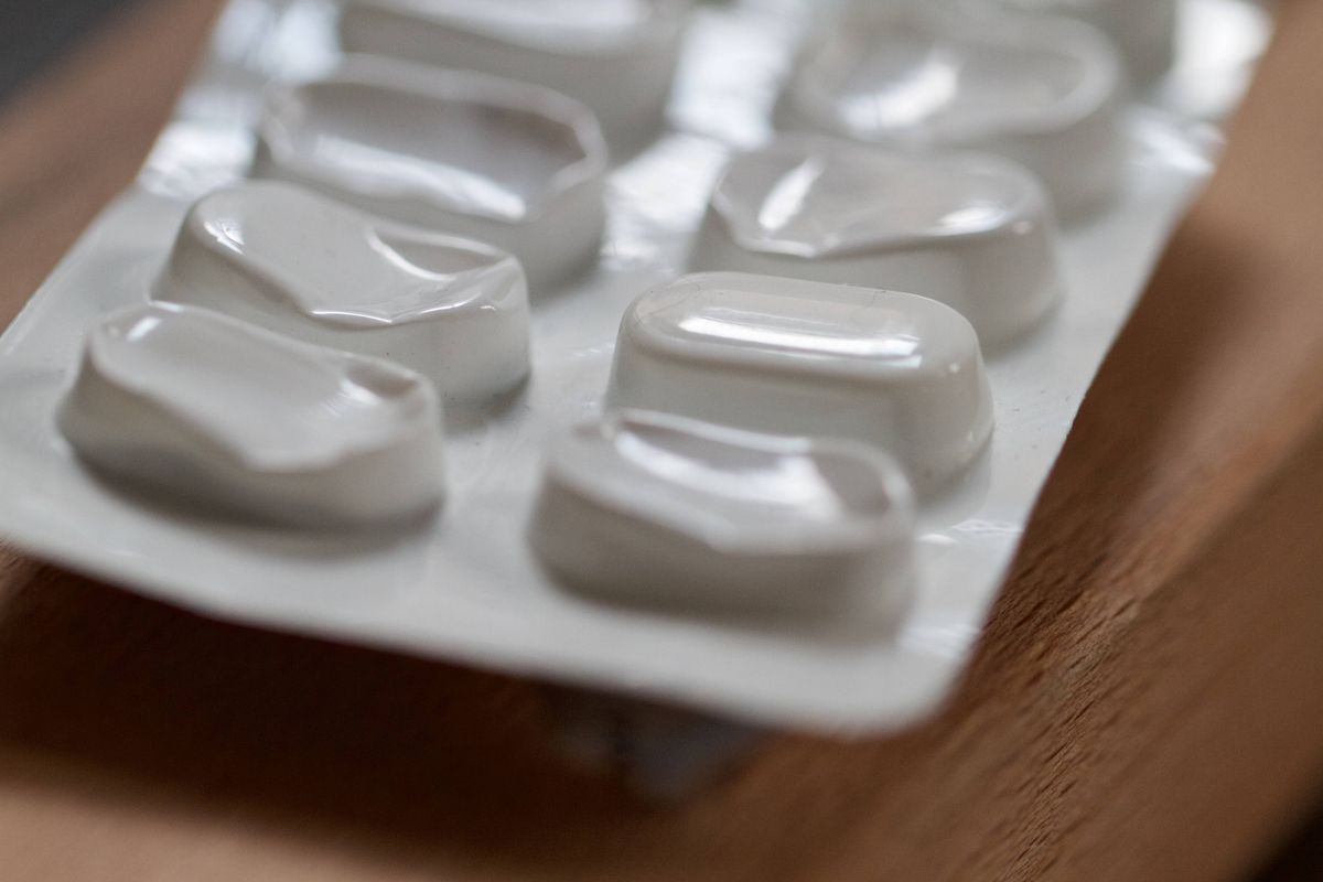 Nearly used up pack of painkiller tablets